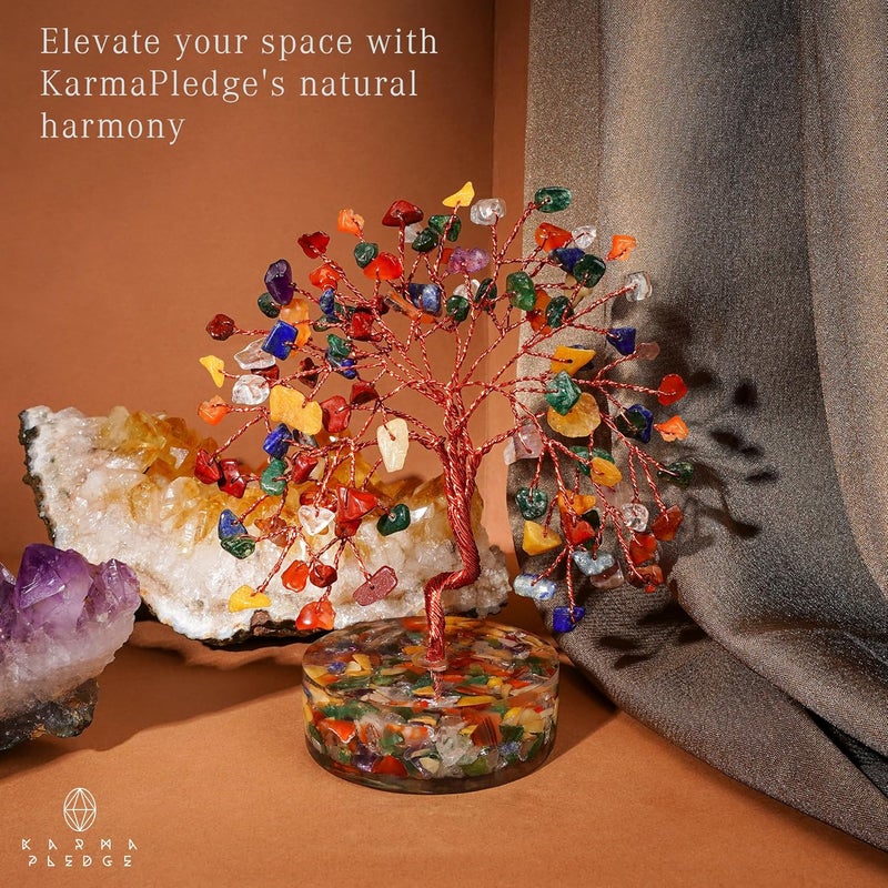 KARMAPLEDGE 7 Chakra Tree Gifts for Women, Handmade Crystal Tree of Life for Positive Energy, Money, Good Luck, Reiki Healing, Christmas Home Decor, Office Desk Decor, Unique Birthday Gifts for Mom, Sister - Image 4